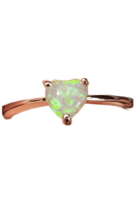 Heart Green Opal Rose Gold Ring Size 8 HGORGRS8