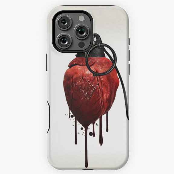 Heart Grenade Love Bomb Graphic Art Phone Case for iPhone 16 15 14 13 12 11 Pro Max