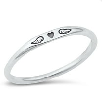 Heart Guardian Angel Wings Ring .925 Sterling Silver Band Jewelry Female Male Unisex Size 6