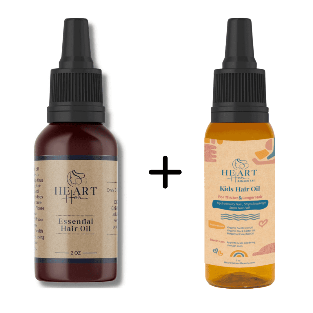 Heart Hair & Beauty Mommy & Me Hair Oil (2oz) – Organic Black Castor, Sunflower & Bergamot Formula Supports Scalp Health, Hydration & Hair Strength 100% Natural for All Ages