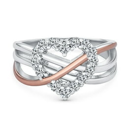 CHOOSE YOUR COLOR Heart Pink CZ Halo Promise Ring .925 Sterling Silver  Infinity Knot Female Size 9
