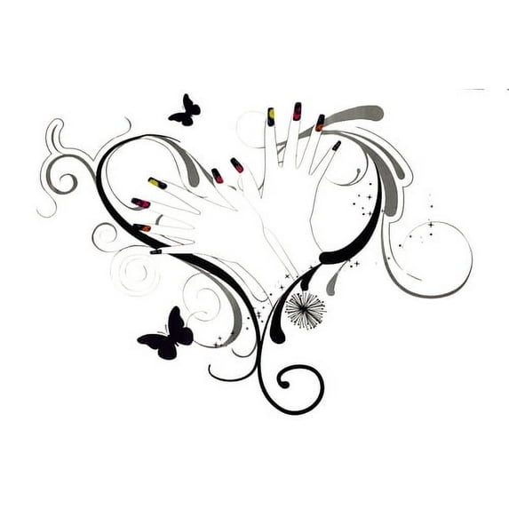 Heart and Hand with Nails Style Easy Peel and Stick DIY Wall Decal Adhesive Sticker for Home, Office, Workplace, Spa, Nail Salon, Beauty Salon, Nursery, Playroom and Classroom Decor