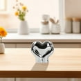 thumbnail image 1 of Heart Hand Statue, Silver Ceramic Heart Gesture Tabletop Sculpture, Hand-Held Heart Figurine Ornament, Valentine's Day Living Room Desk TV Cabinet Decor, 1 of 5