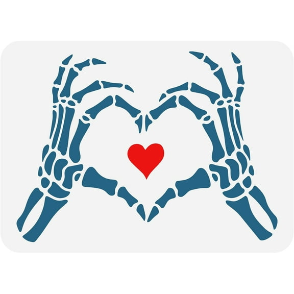 Heart Hand Stencil 8.3x11.7inch Reusable Hand with Heart Pattern Drawing Template DIY Art Hand Decoration Stencil for Painting on Wood Wall and Furniture