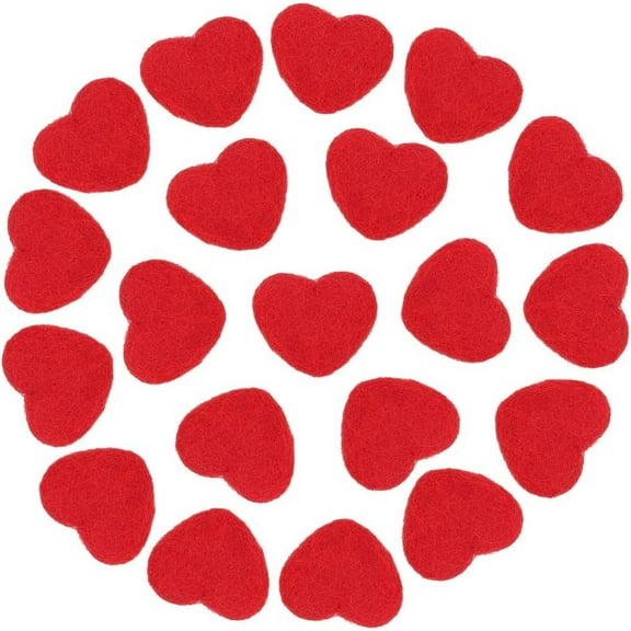 Heart Handmade Wool Felt Ornament Accessories for DIY Children Hair Tie Decoration Red 31x32x10mm