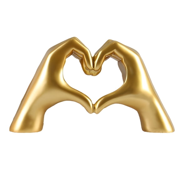 Heart Hands Resin Sculpture, Nordic Design Hand Shape Ornament, Modern Art Personalized Finger Ornaments, Love Gesture Design Resin Handicrafts, Gold Heart Hands Sculpture for Home Decor