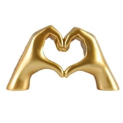 Gold Heart Hands Resin Sculpture, Nordic Design Hand Shape Ornament, Sturdy Non-Fading Home Decor for Bedroom, Table, Wedding, Party, 9.8 5.9" Ideal Gift