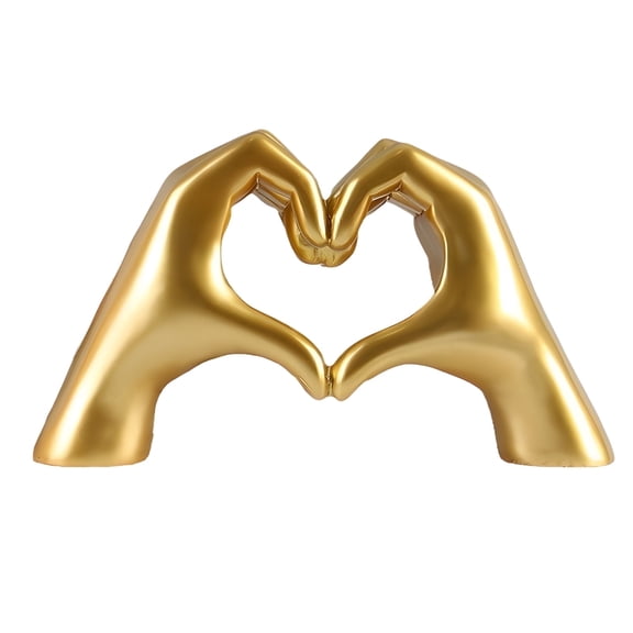 Gold Heart Hands Resin Sculpture, Nordic Design Hand Shape Ornament, Sturdy Non-Fading Home Decor for Bedroom, Table, Wedding, Party, 9.85.9" Ideal Gift