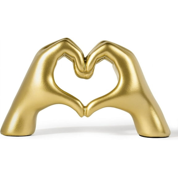 Heart Hands Sculpture - Gold Decor for Living Room - Small Heart Shaped Table Statues for Home Decor - Cute Shelf Sculptures Home Decor Aesthetic - I Love You Gifts Girlfriend Women Wife Anniversary