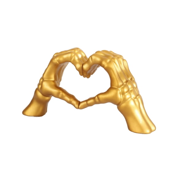 Heart Hands Sculpture Gold Skeleton Hand Heart Decor 5 X 2.5 Inch Gothic Ornament for Halloween and Valentines Day Home Party Display