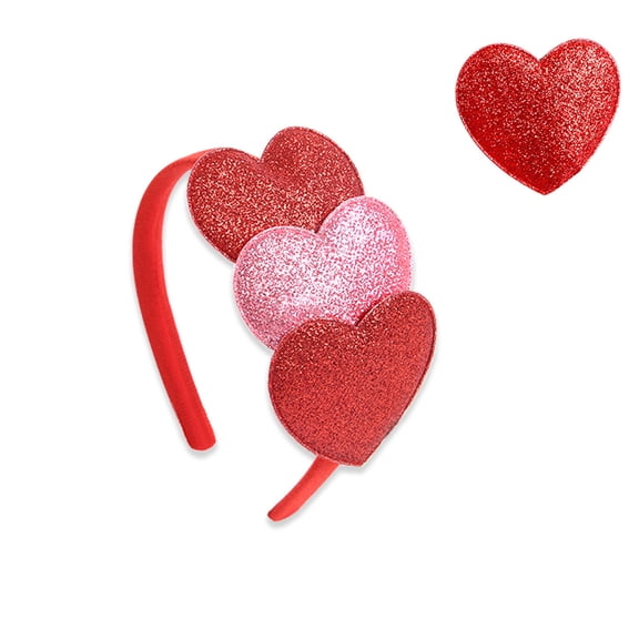 Heart Headband Glitter Valentines Hair Bands Red Pink Hearts Hair Accessories for Women Girls Valentines Day Party Supplies(B)