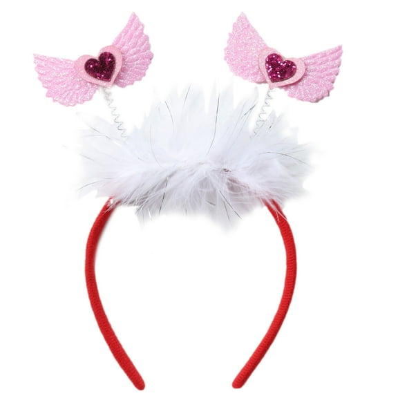 Heart Headband Red Heart Decor Wing Antennas with Head Bopper Party Hair Accessoires for Valentines Day
