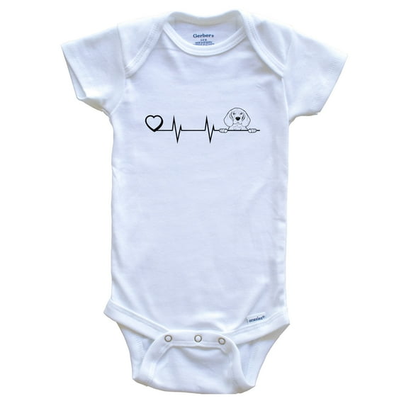 Heart Heartbeat Line Chart Beagle Dog Breed Baby Bodysuit, 0-3 months white
