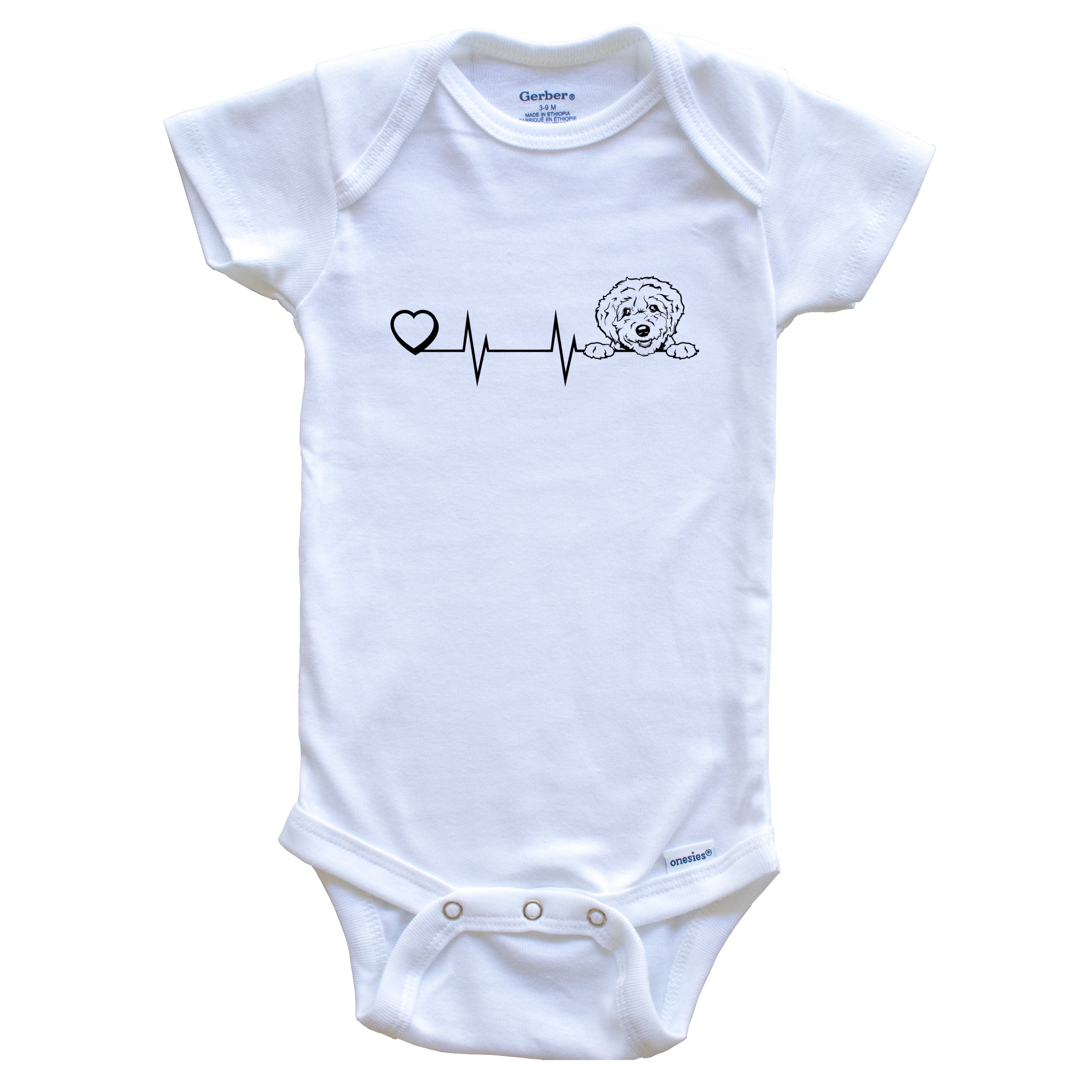 Heart Heartbeat Line Chart Goldendoodle Dog Breed Baby Bodysuit 6 9 months white Walmart