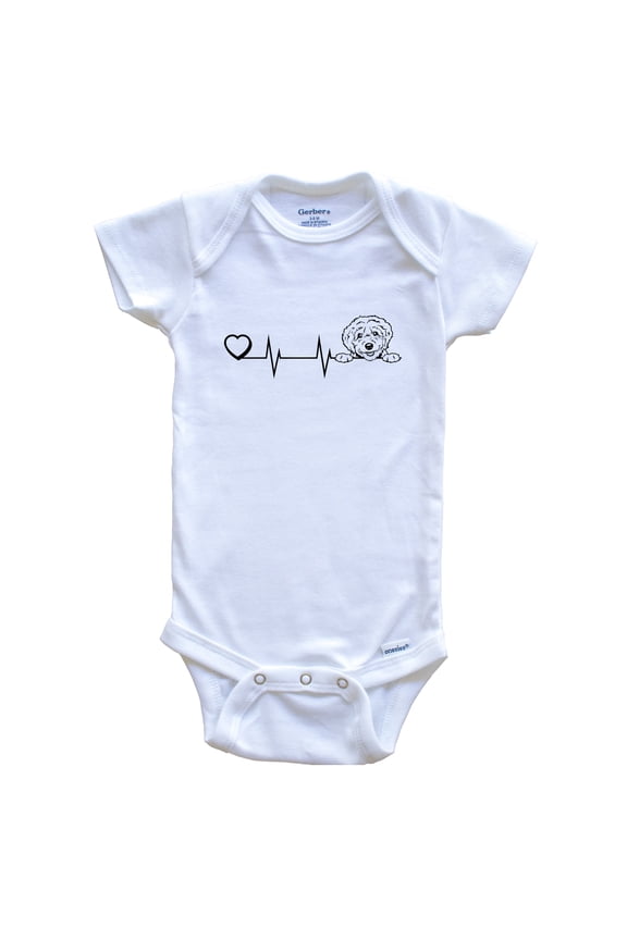 Heart Heartbeat Line Chart Goldendoodle Dog Breed Baby Bodysuit, 6-9 months white