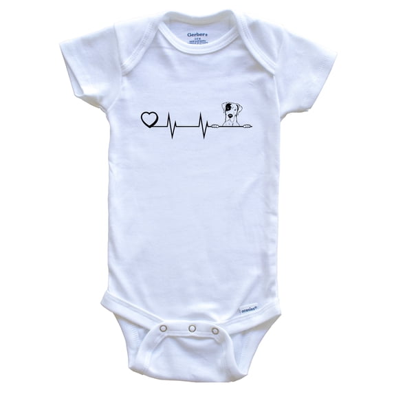 Heart Heartbeat Line Chart Great Dane Dog Breed Baby Bodysuit, 6-9 months white