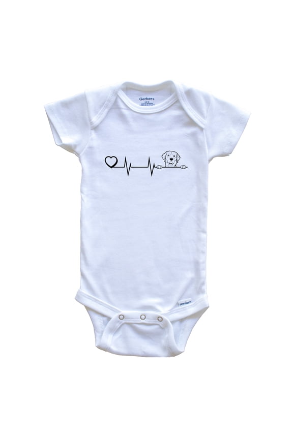 Heart Heartbeat Line Chart Labrador Retriever Dog Breed Baby Bodysuit, 3-6 months white