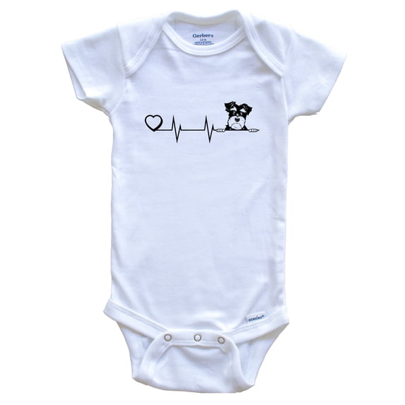 Heart Heartbeat Line Chart Miniature Schnauzer Dog Breed Baby Bodysuit, 0-3 months white