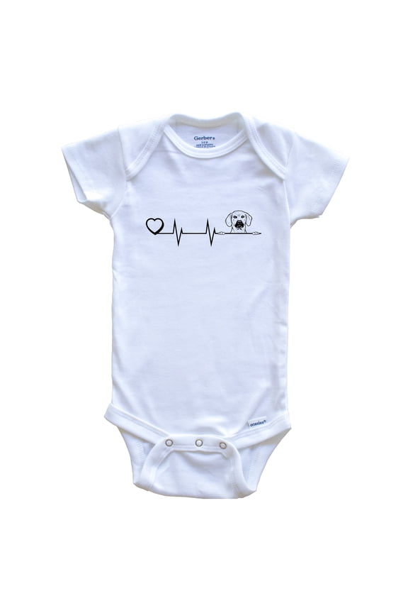 Heart Heartbeat Line Chart Rhodesian Ridgeback Dog Breed Baby Bodysuit, 3-6 months white