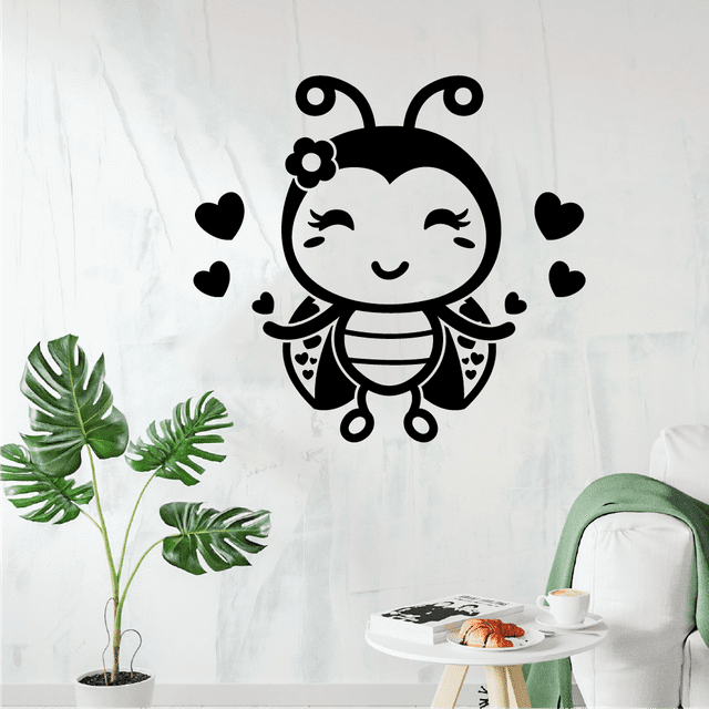 Heart Hearts Ladybug Ladybugs Lady Bug Bugs Cute Animal Insect Vinyl Design Wall Sticker Art