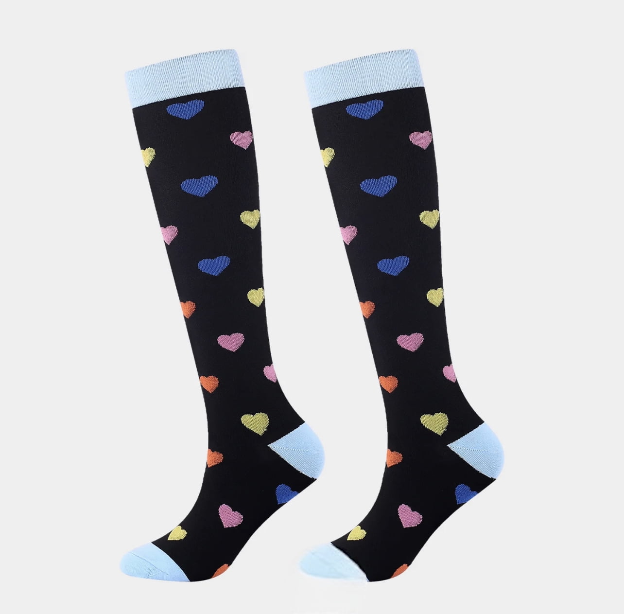 Heart High Knee Cartoon Socks, Unisex Fun Novelty Crew Character 360 Degree Artwork Designed Socks