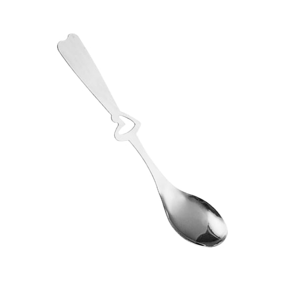 Heart Hollow Handle Coffee Spoon, Stainless Steel Dessert Spoon, Heavy-Duty Ice Cream Spoon, Multicolor Decorative Teaspoon for Coffee, Dessert, Tea, Yogurt, Ice Cream, and Sugar,Silver
