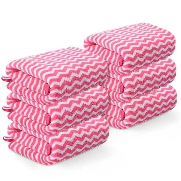Heart Home Microfiber Soft Face Towels 1300 Gsm | Quick Dry & Absorbent Hanging Hand Towels Zig Zag - Pink (Pack Of 6)