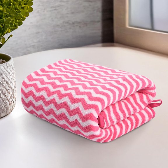Heart Home Microfiber Soft Face Towels 250 Gsm | Quick Dry & Absorbent Hanging Hand Towels Zig Zag - Pink