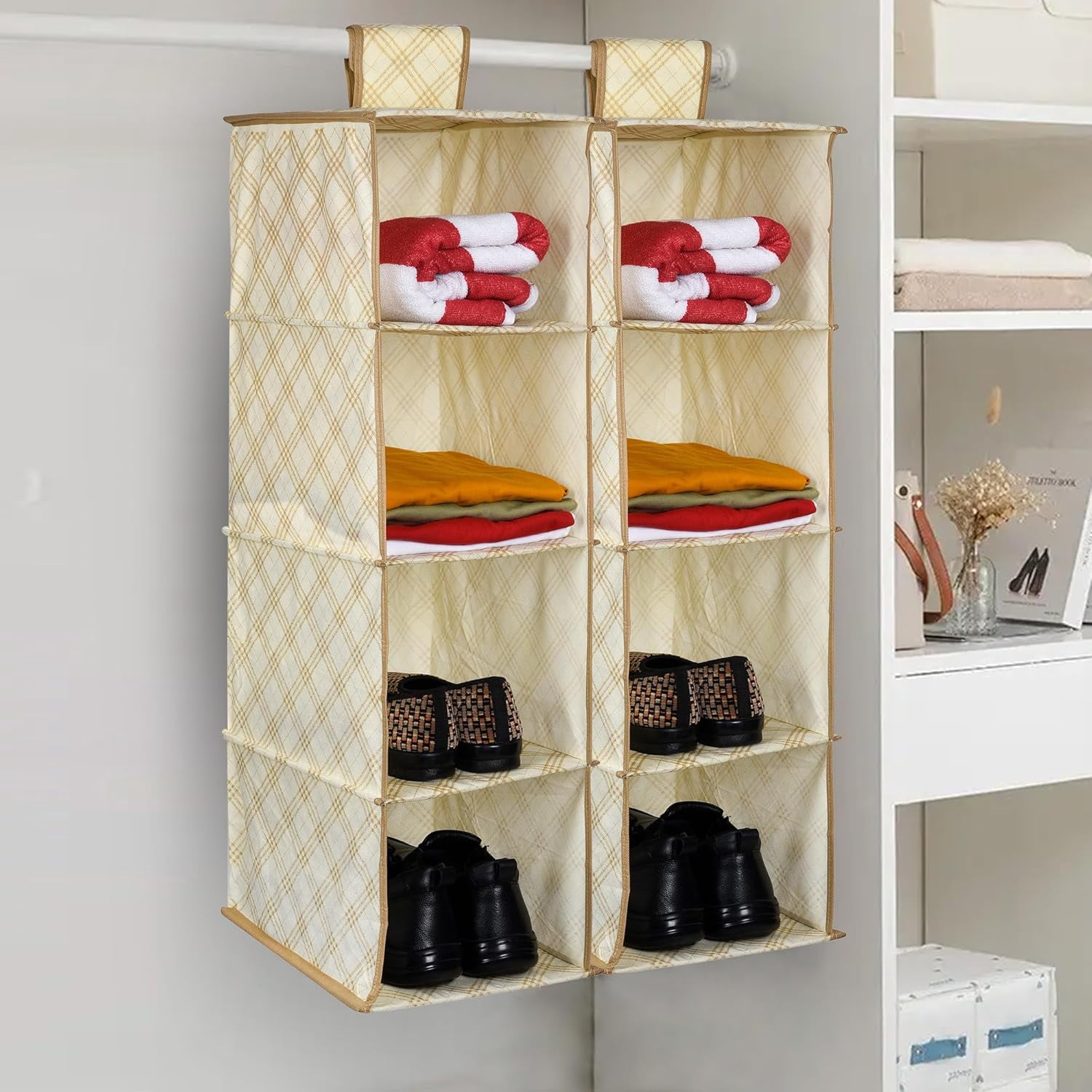 Heart Home Pack of 2 Shoe Rack 4 Shelf Foldable Storage Rack Clothes ...