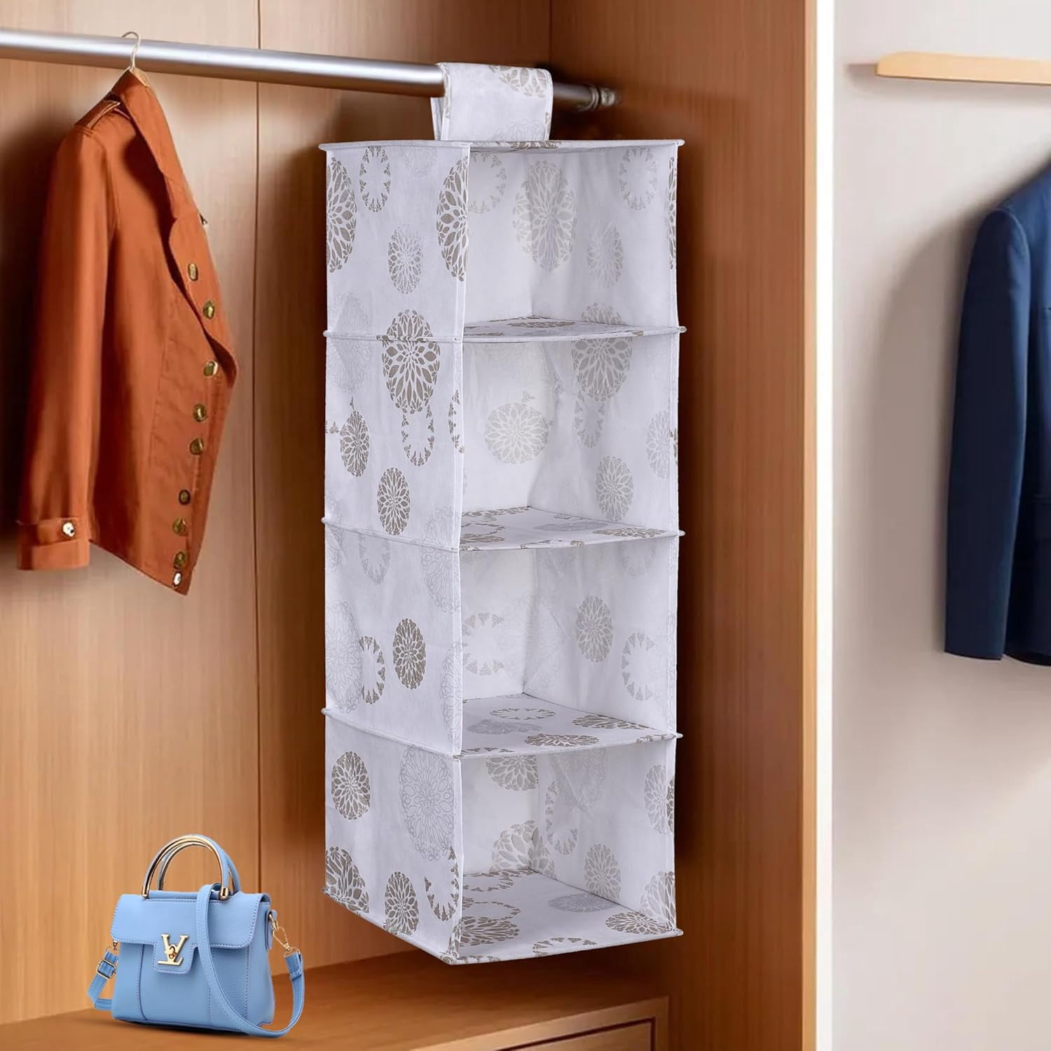 Heart Home Shoe Rack 4 Shelf Hanging Rack Closet Organizer with Velcro ...