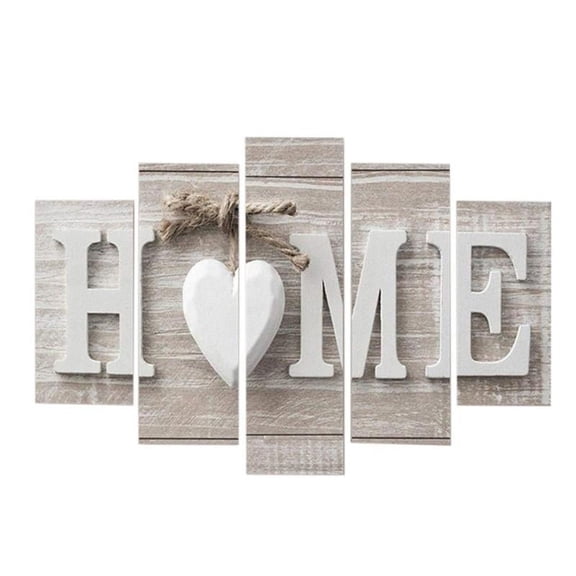 Heart Home Sweet Heart Large Canvas Print 5 Panel Wall Art-white-