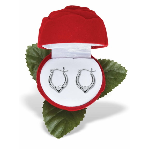 Heart Hoop Earrings .925 Sterling Sterling Silver 3/4" Diameter