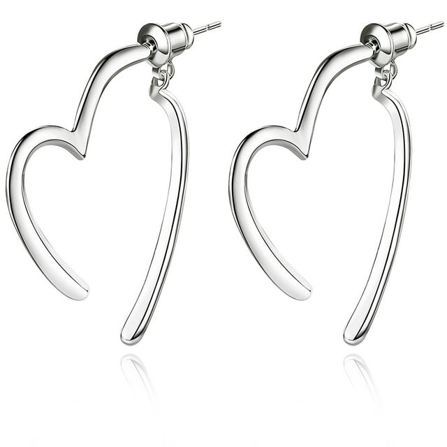 Heart Hoop Earrings For Women, 925 Sterling Silver Heart Shap Earrings