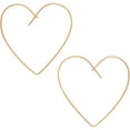 thumbnail image 1 of Heart Hoop Earrings for Women - Hypoallergenic Lightweight Open Wire Threader Drop Dangles, 24K Yellow Heart, Gold-Electroplated, Hypoallergenic, 1 of 5