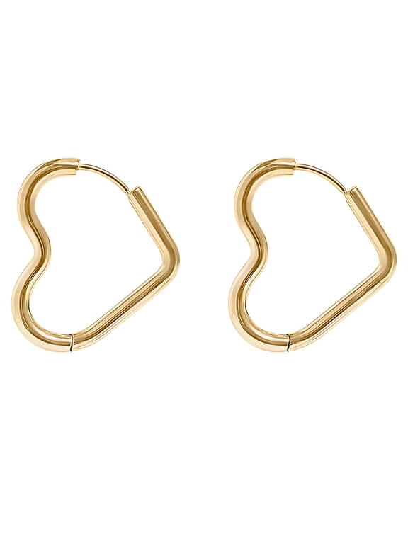 Heart Hoop Earrings for Women by Ginger Lyne Gold Stainless Steel Lightweight Classic Everyday Style