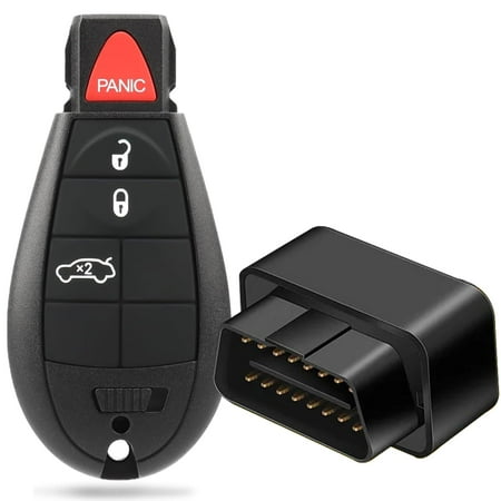 Heart Horse OBD Key Self Programmer and Keyless Enter Remote 3+1 Trunk Button Kit Compatible for J-eep DOD-ge Ch-rysler, M3N5WY783X IYZ-C01C