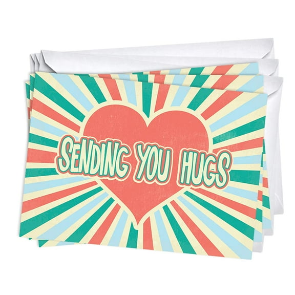 Heart Hugs Thinking of You Encouragement Greeting Cards | 3 Pack Set (5x7)