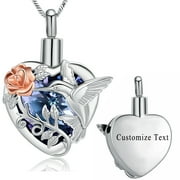 CONSTANTLIFE Heart Hummingbird Cremation Jewelry for Ashes Urn Necklace Lockets for Human Ashes Pet Ashes Ash Holder