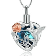 Heart Hummingbird Cremation Jewelry for Ashes Urn Necklace Lockets for Human Ashes Pet Ashes Ash Holder