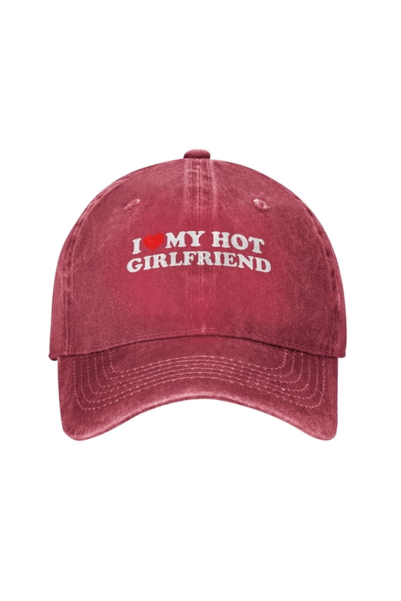 Heart I Love My Hot Girlfriend Baseball Cap for Men Women Trucker Hat Adjustable Unisex Snapback