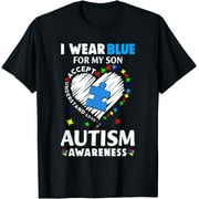Heart I Wear Blue For My Son Autism Awareness Month T-Shirt