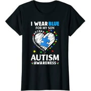 Heart I Wear Blue For My Son Autism Awareness Month T-Shirt