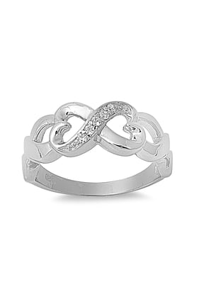 Heart Infinity Combination Cubic Zirconia Ring Sterling Silver 925