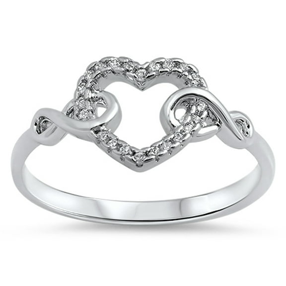Heart Infinity Knot White CZ Promise Ring .925 Sterling Silver Band Jewelry Female Size 6