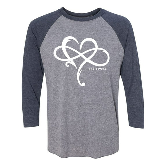 Heart Infinity and Beyond Unisex 3/4 Sleeve Baseball Raglan Tee