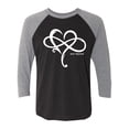 thumbnail image 1 of Heart Infinity and Beyond Unisex 3/4 Sleeve Baseball Raglan Tee, 1 of 3
