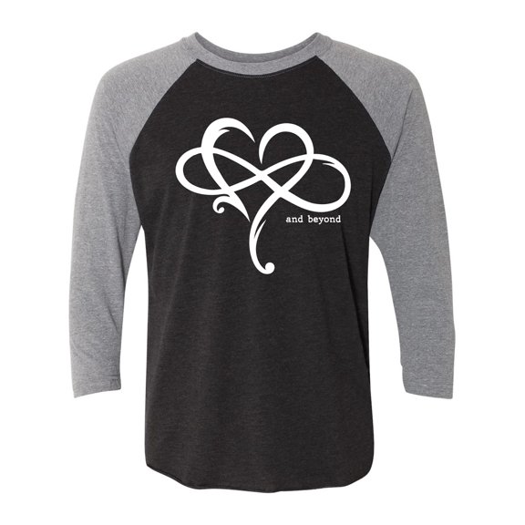 Heart Infinity and Beyond Unisex 3/4 Sleeve Baseball Raglan Tee