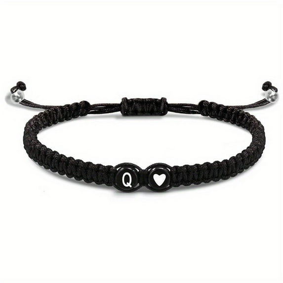 Heart Initial Bracelets 26 Letters Initial Bracelet A-Z Braided Bracel