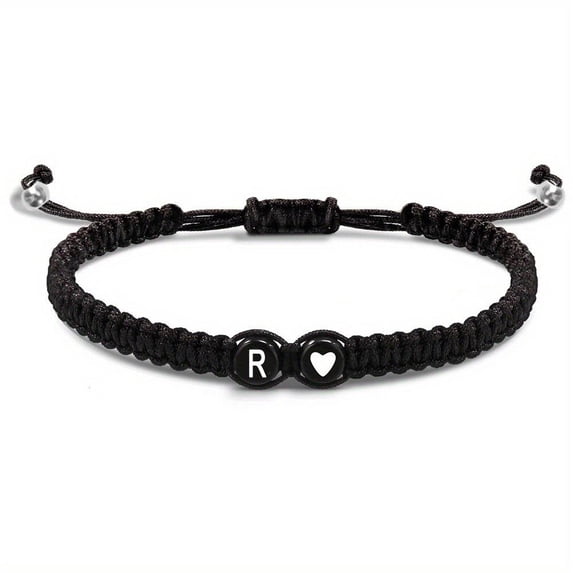 Heart Initial Bracelets 26 Letters Initial Bracelet A-Z Braided Bracel