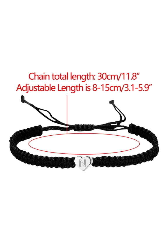 Heart Initial Bracelets for Women Men, Gaqring Personalized Couple Braided Rope Jewelry, Dainty Name Bracelet Gift for Family Lover Birthday Valentine's Day